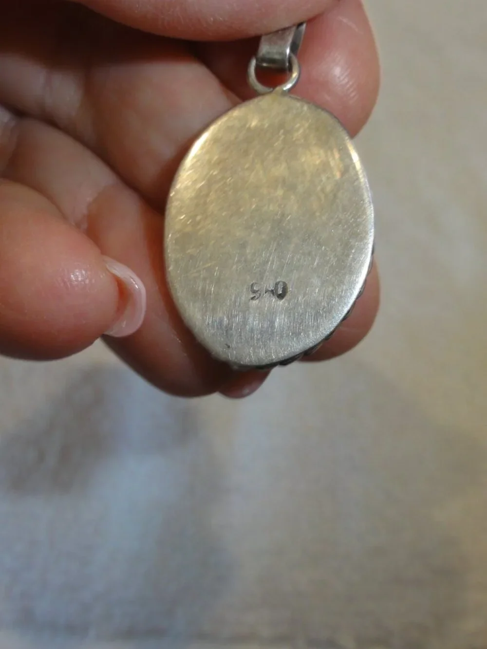Vintage Silver Beveled Lapis Lazuli Oval Pendant VERY GOOD CONDITION!